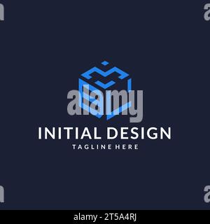 BL logo hexagon designs, best monogram initial logo with hexagonal shape design ideas inspiration Stock Vector