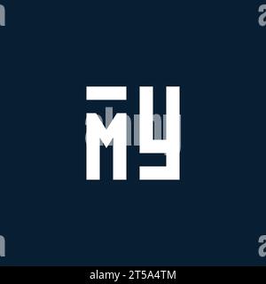 MY initial monogram logo with geometric style design ideas Stock Vector
