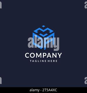 DA logo hexagon designs, best monogram initial logo with hexagonal shape design ideas inspiration Stock Vector