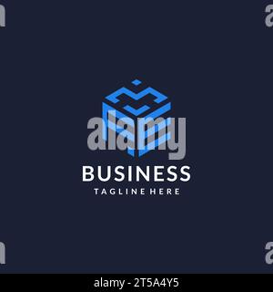 FE logo hexagon designs, best monogram initial logo with hexagonal shape design ideas inspiration Stock Vector