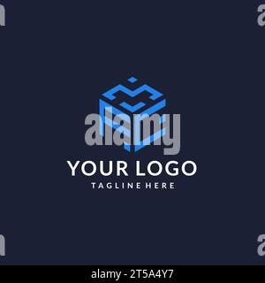 FC logo hexagon designs, best monogram initial logo with hexagonal shape design ideas inspiration Stock Vector