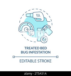 2D thin line icon treated bed bug infestation concept Stock Vector