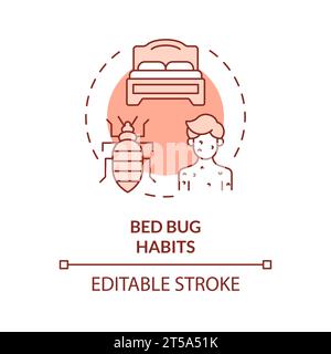 2D thin line icon bed bug habits concept Stock Vector