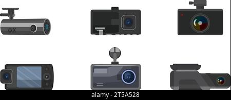 DVR icons set cartoon vector. Ip dome security Stock Vector