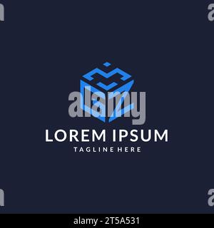 GZ logo hexagon designs, best monogram initial logo with hexagonal shape design ideas inspiration Stock Vector