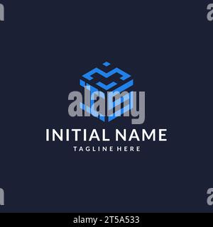 IS logo hexagon designs, best monogram initial logo with hexagonal shape design ideas inspiration Stock Vector