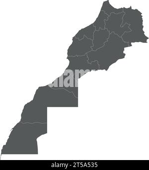 Vector blank map of Morocco with regions and administrative divisions. Editable and clearly labeled layers. Stock Vector