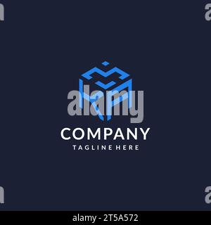 KA logo hexagon designs, best monogram initial logo with hexagonal shape design ideas inspiration Stock Vector