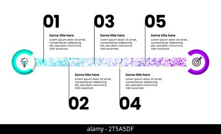 Infographic template with icons and 5 options or steps. Path to success. Can be used for workflow layout, diagram, webdesign. Vector illustration Stock Vector