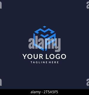 LP logo hexagon designs, best monogram initial logo with hexagonal shape design ideas inspiration Stock Vector