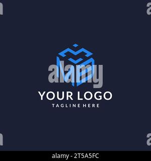 MB logo hexagon designs, best monogram initial logo with hexagonal shape design ideas inspiration Stock Vector