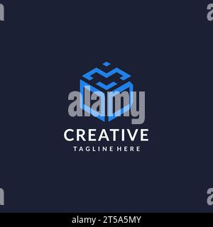 OD logo hexagon designs, best monogram initial logo with hexagonal shape design ideas inspiration Stock Vector