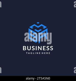 BR logo hexagon designs, best monogram initial logo with hexagonal shape design ideas inspiration Stock Vector