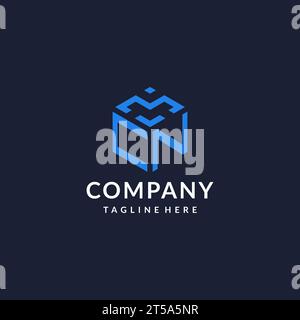 CN logo hexagon designs, best monogram initial logo with hexagonal shape design ideas inspiration Stock Vector