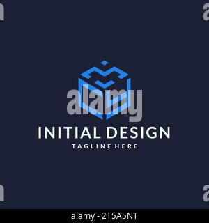 CY logo hexagon designs, best monogram initial logo with hexagonal shape design ideas inspiration Stock Vector