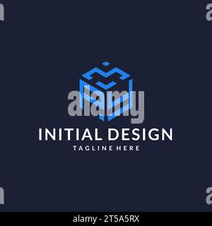 PY logo hexagon designs, best monogram initial logo with hexagonal shape design ideas inspiration Stock Vector