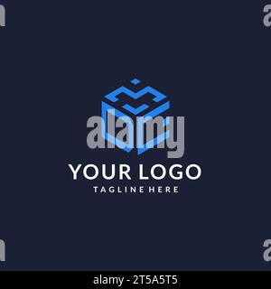DC logo hexagon designs, best monogram initial logo with hexagonal shape design ideas inspiration Stock Vector