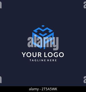 DP logo hexagon designs, best monogram initial logo with hexagonal shape design ideas inspiration Stock Vector