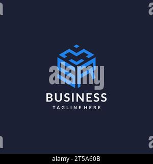 SR logo hexagon designs, best monogram initial logo with hexagonal shape design ideas inspiration Stock Vector