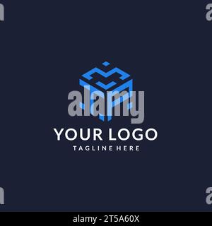 TP logo hexagon designs, best monogram initial logo with hexagonal shape design ideas inspiration Stock Vector