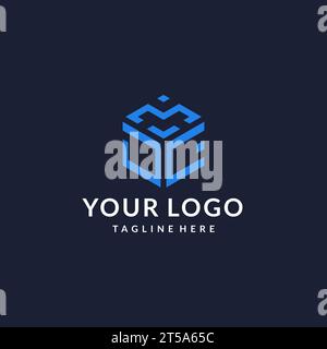 JC logo hexagon designs, best monogram initial logo with hexagonal shape design ideas inspiration Stock Vector