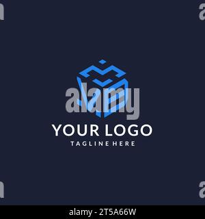 VB logo hexagon designs, best monogram initial logo with hexagonal shape design ideas inspiration Stock Vector