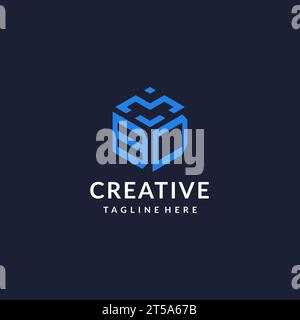 BD logo hexagon designs, best monogram initial logo with hexagonal shape design ideas inspiration Stock Vector
