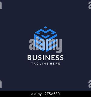 BE logo hexagon designs, best monogram initial logo with hexagonal shape design ideas inspiration Stock Vector