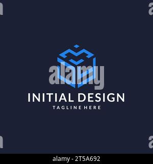 JY logo hexagon designs, best monogram initial logo with hexagonal shape design ideas inspiration Stock Vector