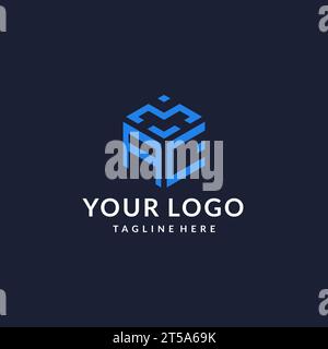 AC logo hexagon designs, best monogram initial logo with hexagonal shape design ideas inspiration Stock Vector