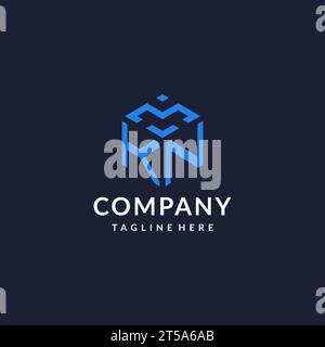 KN initial monogram logo with hexagonal shape and swoosh design ideas ...