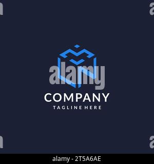 LN logo hexagon designs, best monogram initial logo with hexagonal shape design ideas inspiration Stock Vector