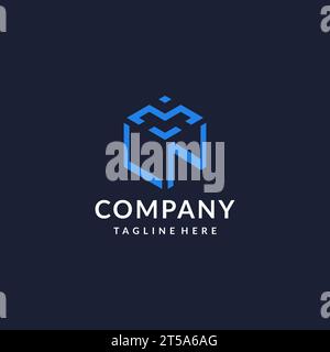 LN logo hexagon designs, best monogram initial logo with hexagonal shape design ideas inspiration Stock Vector