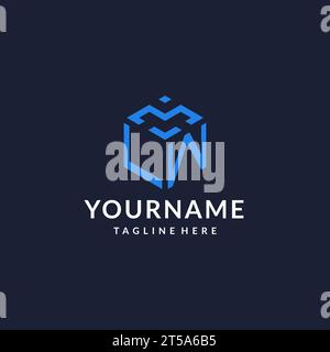 LW logo hexagon designs, best monogram initial logo with hexagonal shape design ideas inspiration Stock Vector