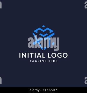 XT logo hexagon designs, best monogram initial logo with hexagonal shape design ideas inspiration Stock Vector