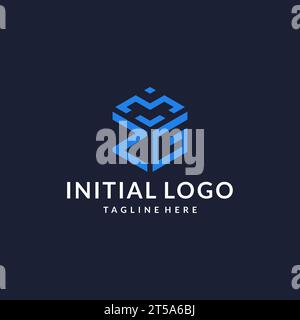 ZG logo hexagon designs, best monogram initial logo with hexagonal shape design ideas inspiration Stock Vector