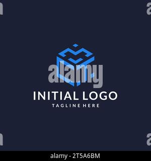 CT logo hexagon designs, best monogram initial logo with hexagonal shape design ideas inspiration Stock Vector