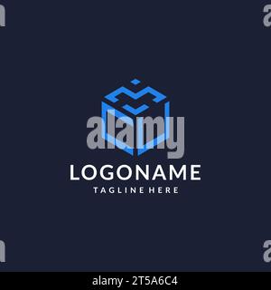 CU logo hexagon designs, best monogram initial logo with hexagonal shape design ideas inspiration Stock Vector