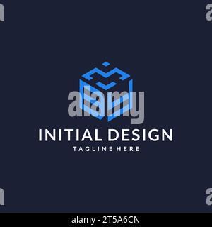 BY logo hexagon designs, best monogram initial logo with hexagonal shape design ideas inspiration Stock Vector