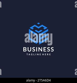 DE logo hexagon designs, best monogram initial logo with hexagonal shape design ideas inspiration Stock Vector