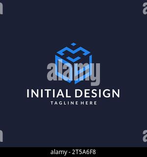 DY logo hexagon designs, best monogram initial logo with hexagonal shape design ideas inspiration Stock Vector