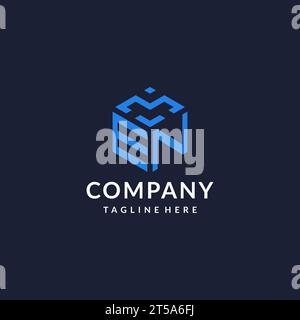 EN initial monogram logo with hexagonal shape style, real estate logo ...