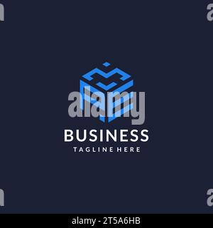 PE logo hexagon designs, best monogram initial logo with hexagonal shape design ideas inspiration Stock Vector