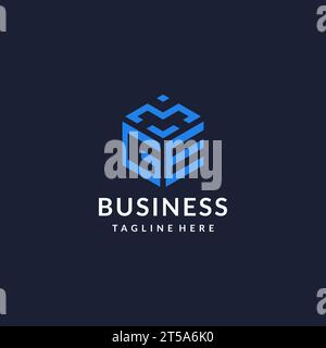 GE logo hexagon designs, best monogram initial logo with hexagonal shape design ideas inspiration Stock Vector