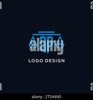 DP monogram initial logo with scales of justice icon design inspiration, vector graphic Stock Vector