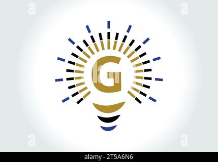 Letter G Electric Bulb Logo Design Vector Template. Light Bulb with letter Logotype Sign Symbol Stock Vector