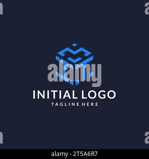 IT logo hexagon designs, best monogram initial logo with hexagonal shape design ideas inspiration Stock Vector