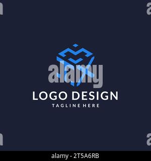 TX logo hexagon designs, best monogram initial logo with hexagonal shape design ideas inspiration Stock Vector