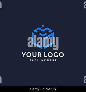 UO logo hexagon designs, best monogram initial logo with hexagonal shape design ideas inspiration Stock Vector