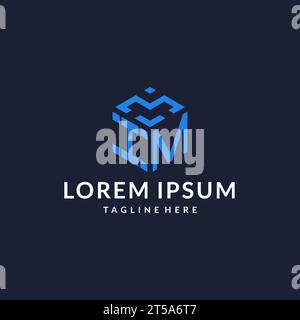 IM logo hexagon designs, best monogram initial logo with hexagonal shape design ideas inspiration Stock Vector